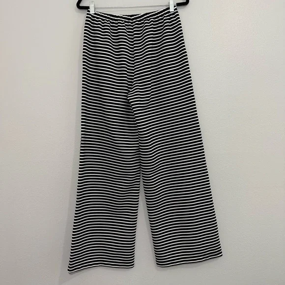 Reformation Olina Knit Pant in Black and White Stripe Drawstring Wide Leg Small - Picture 6 of 10